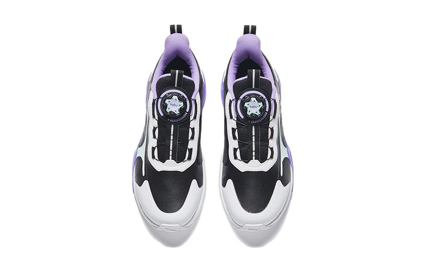 Скользоустойчивые амортизирующие низкие детские кроссовки для бега Black White Purple Antakids — фото 3