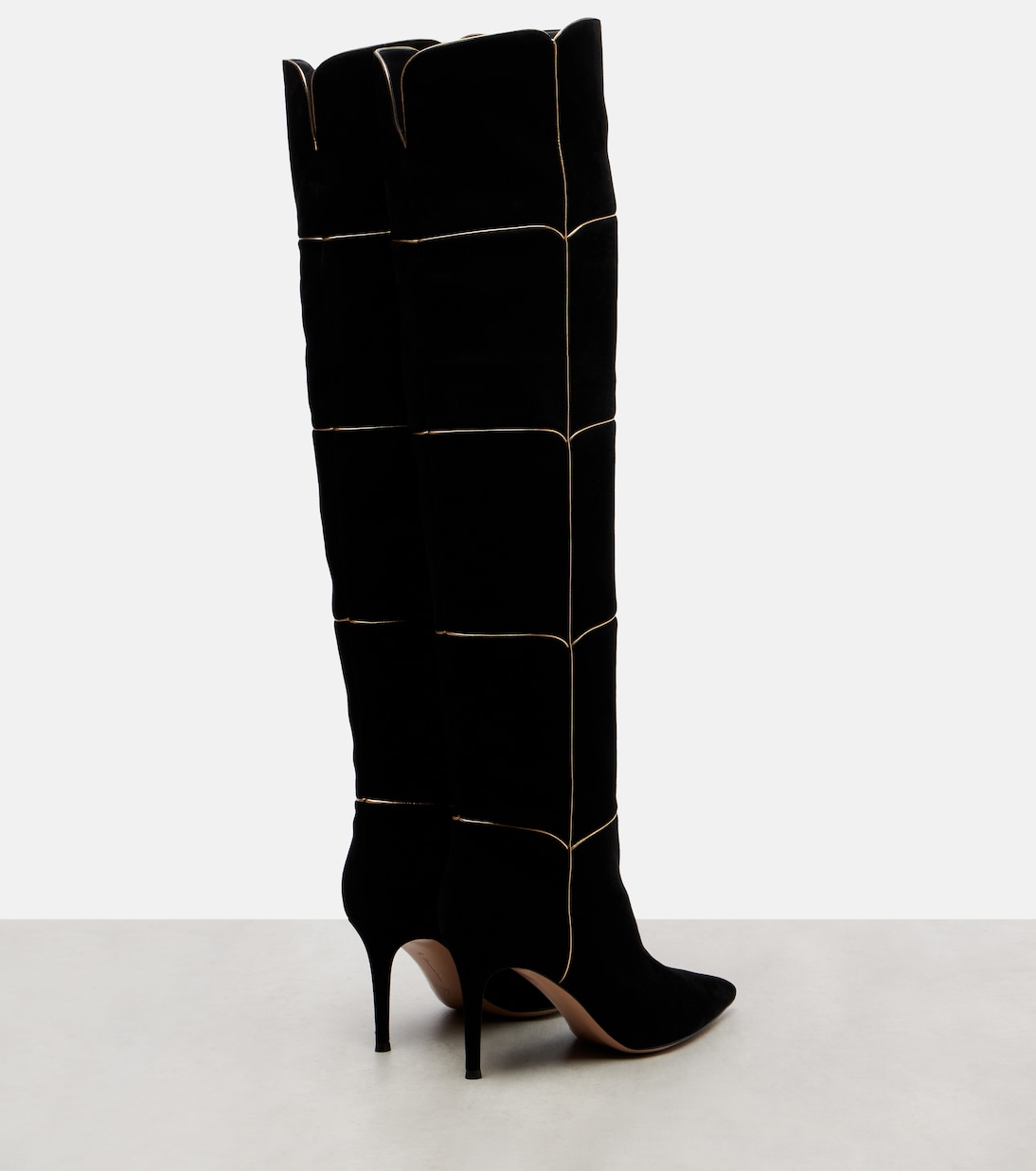 Замшевые сапоги Cuissard 85 до колена Gianvito Rossi, Black + Mekong — фото 2