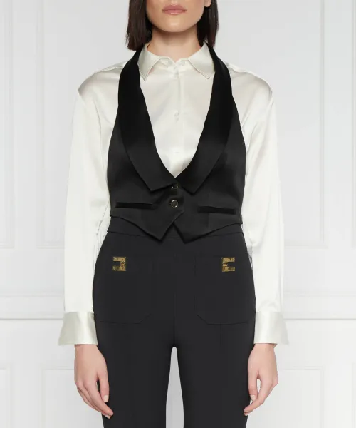 

Атласный жилет Regular fit Elisabetta Franchi, черный