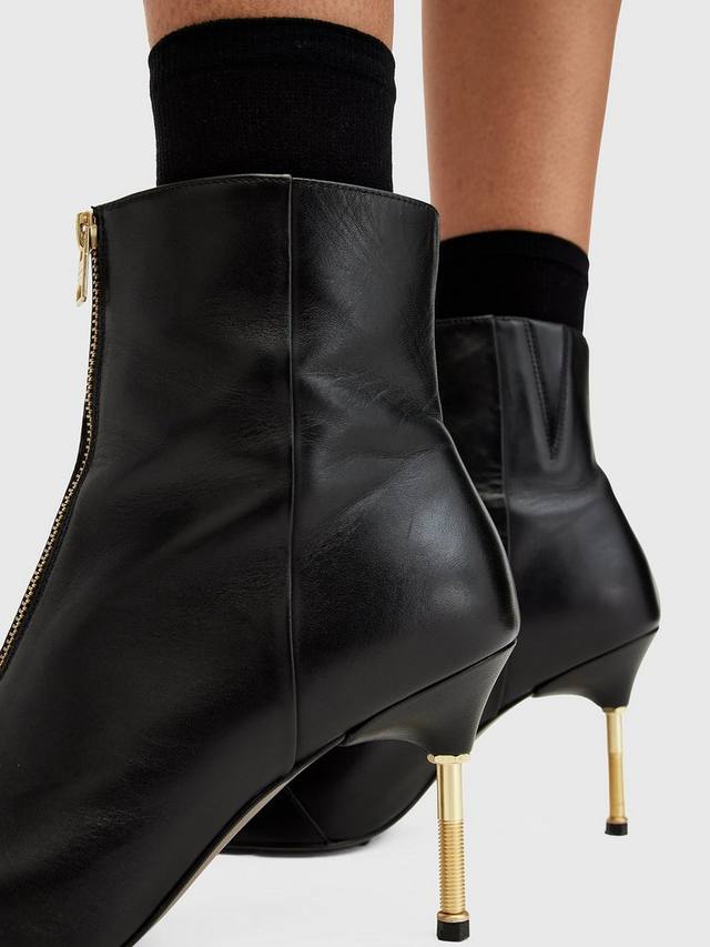 Наташа кожаные сапоги-ботфорты на шпильке AllSaints, Black — фото 4