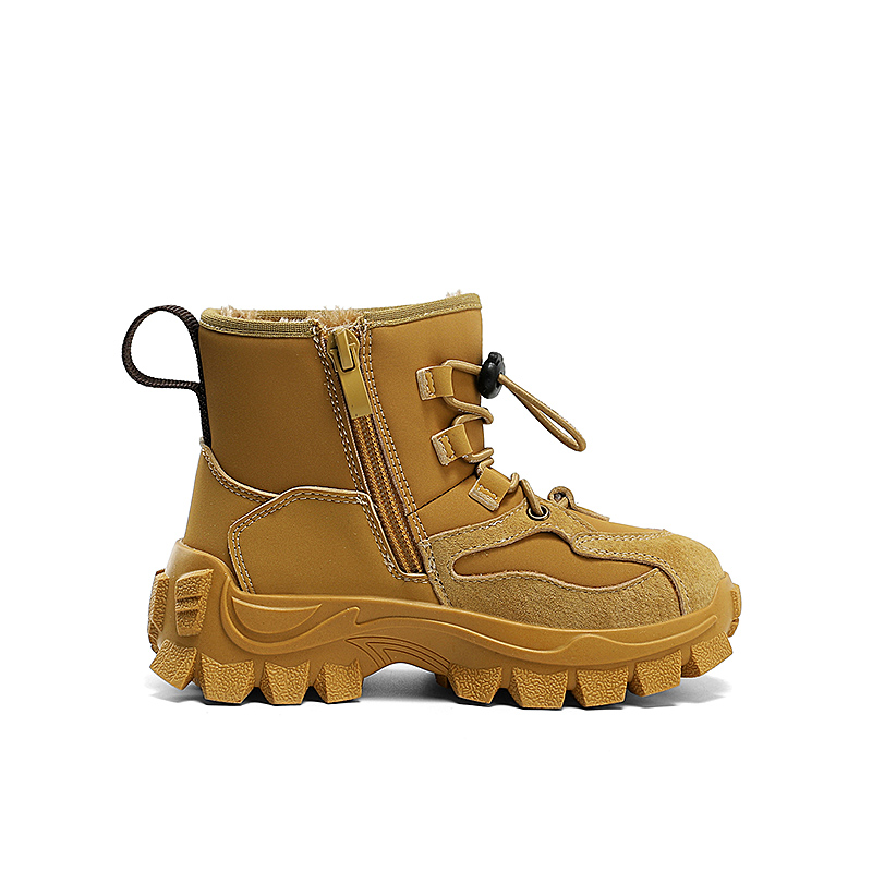 Детские высокие зимние ботинки Slip Resistant Anti Kick Abrasion Resistant Lightweight Cushioning Quiet Balance Jeep, черный серый[fleece-lined-upgraded] — фото 4