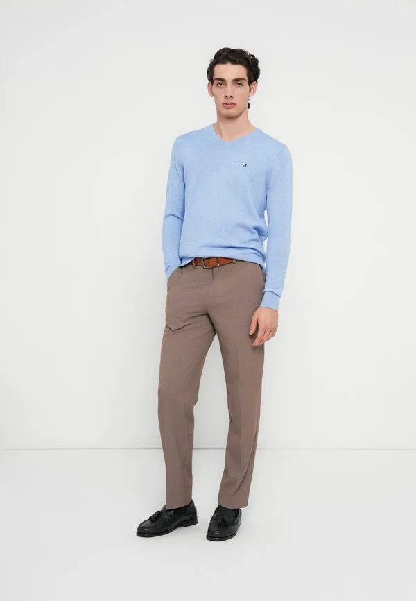 Свитер с v-образным вырезом и вышивкой флага Tommy Hilfiger, Vessel Blue Heather — фото 2