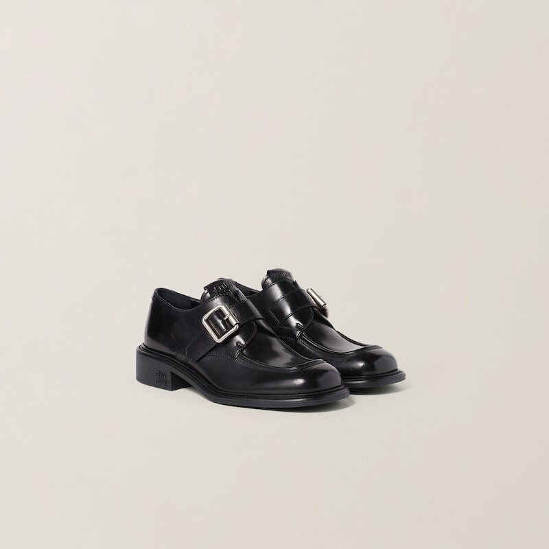 

Кожаные туфли с пряжками Miu Miu, черный