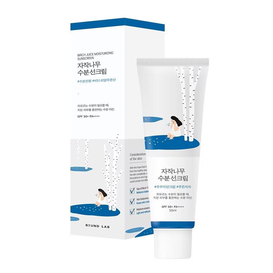 

Round Lab Березовый сок Увлажняющий солнцезащитный крем SPF50+ PA++++ 50 мл, White