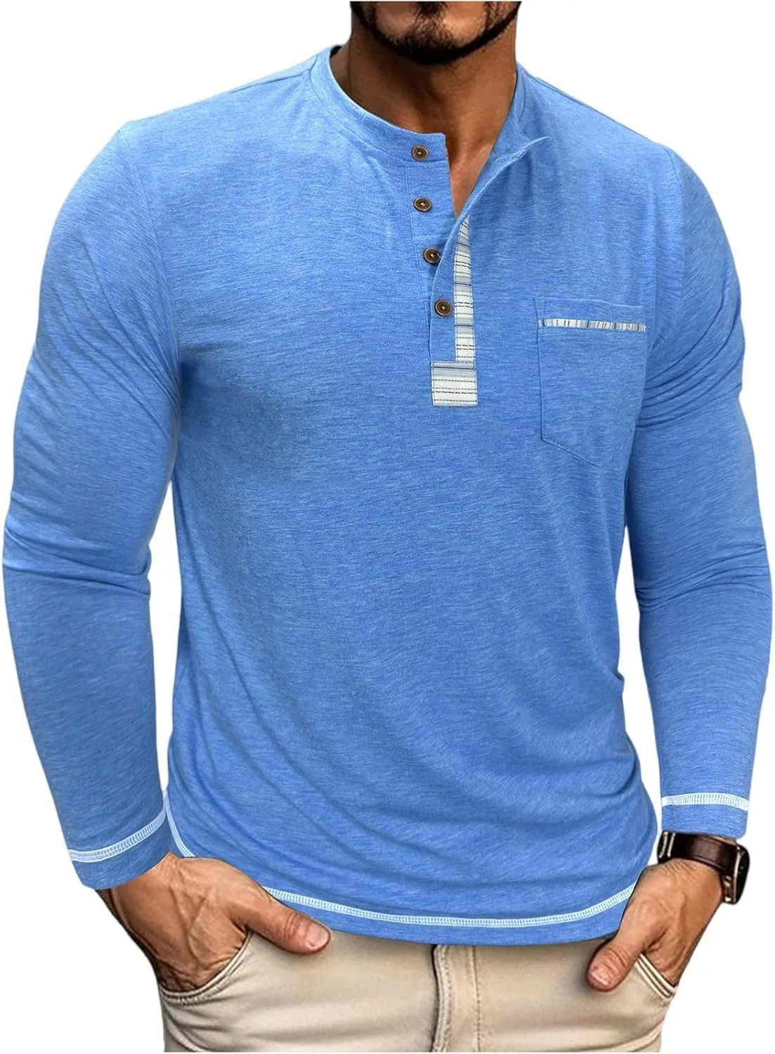 

Мужская футболка-хенли с V-образным вырезом и коротким рукавом RODYETQQ