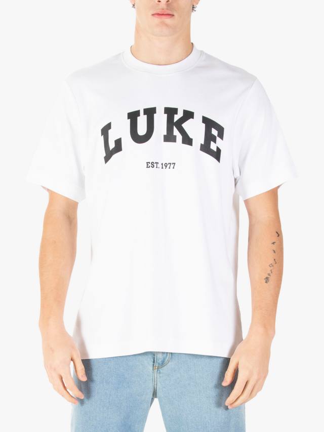 

Футболка с логотипом warwick cotton regular fit с коротким рукавом и логотипом LUKE 1977, белый/черный
