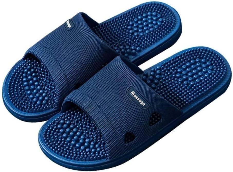 

Массажные шлепанцы GHYUB для плоскостопия, массажные сандалии с акупрессурой для мужчин и женщин, домашняя обувь с амортизацией, стимулирующая кровообращение, противоскользящие массажные тапочки для ванны и душа, синий