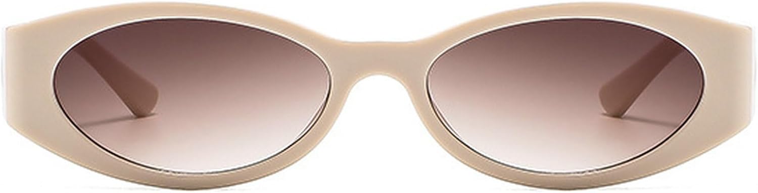 

Ретро овальные солнцезащитные очки для женщин в стиле 90-х, маленькие коричневые солнцезащитные очки с защитой от УФ-излучения, модные узкие очки в стиле Y2k mincl, Beige Brown