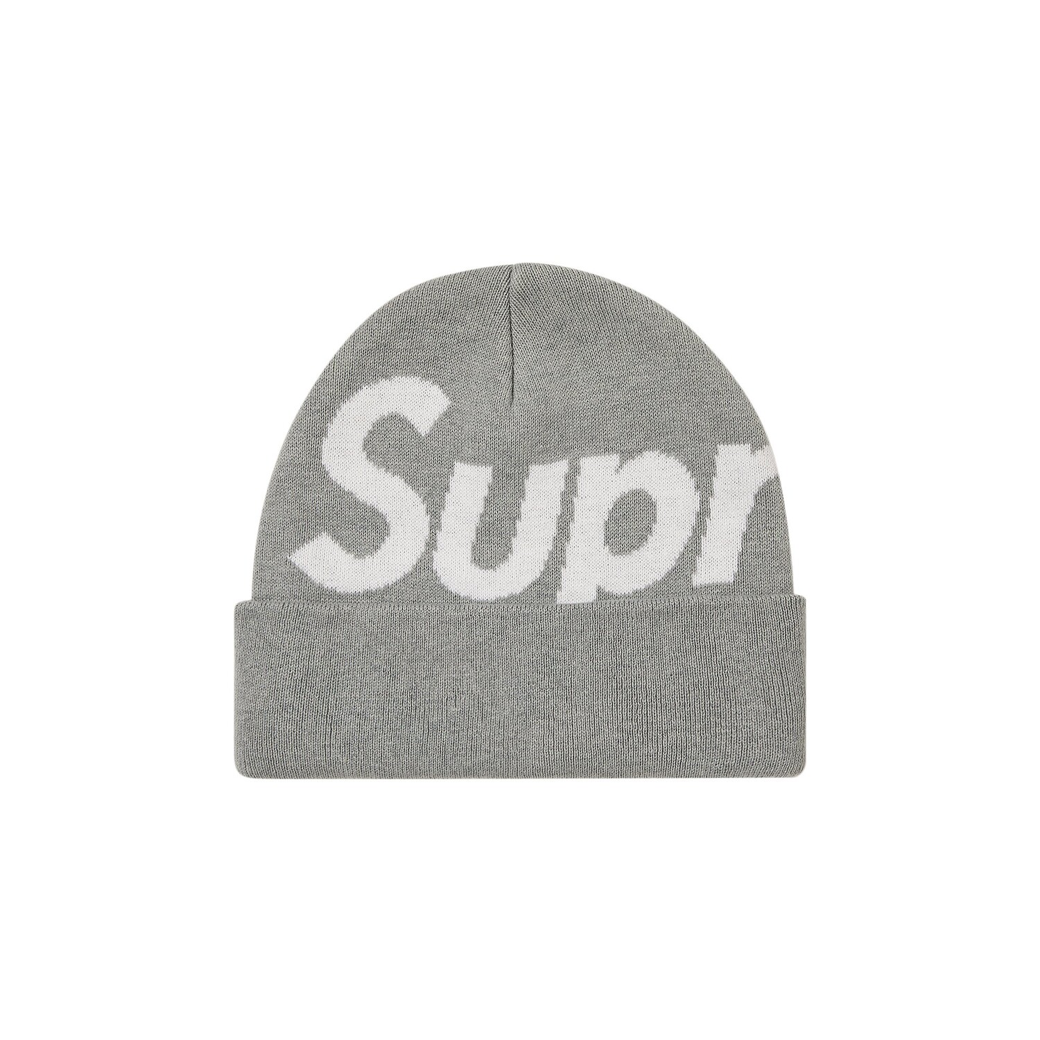 

Шапка-бини Supreme с большим логотипом, серая