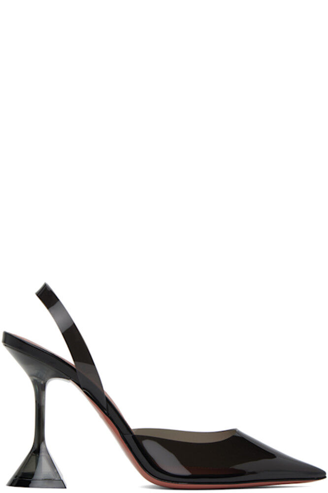 Черные туфли Holli Glass Slingback на каблуках Amina Muaddi