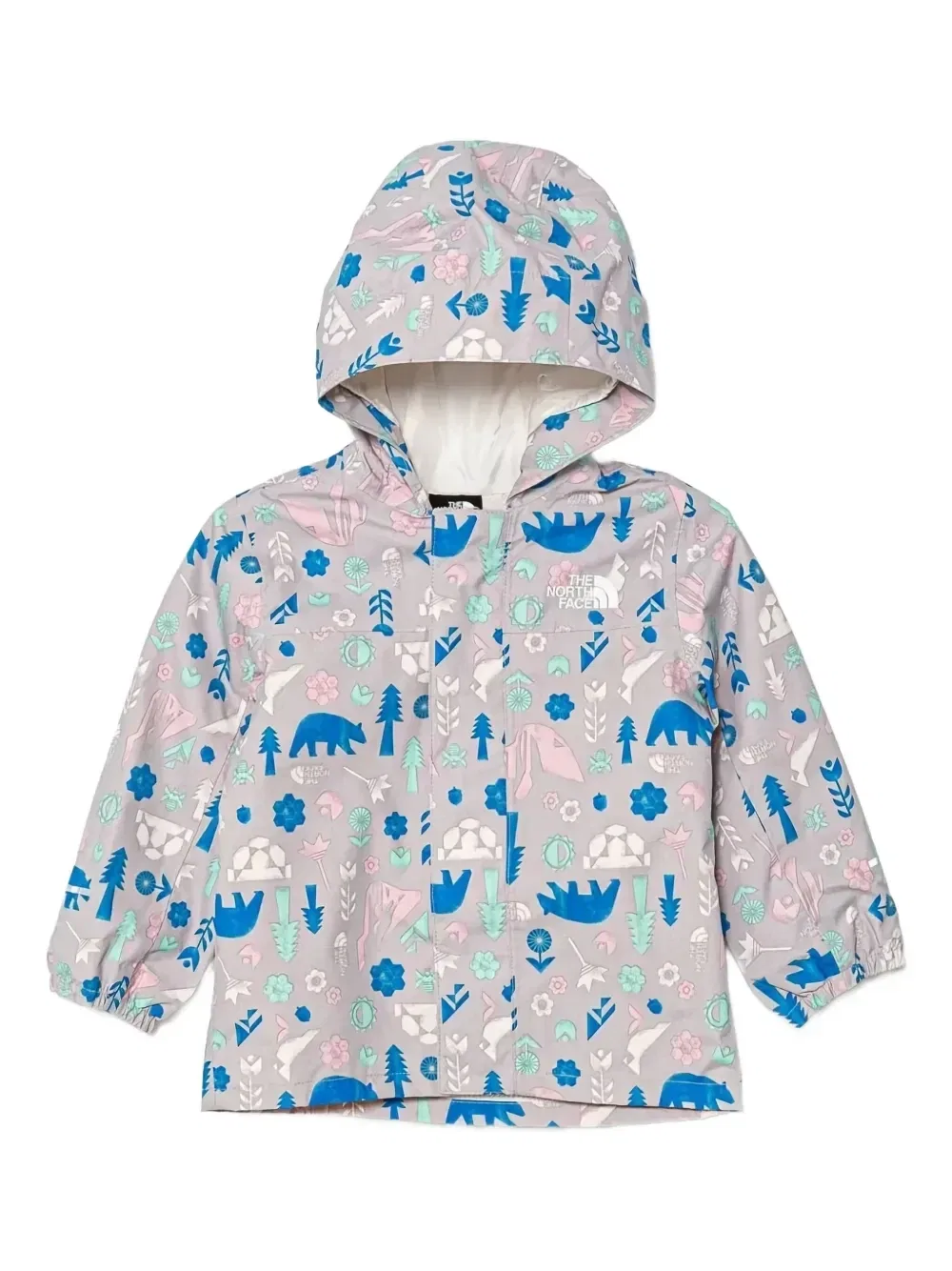 Куртка с капюшоном и анималистичным принтом The North Face Kids, серый
