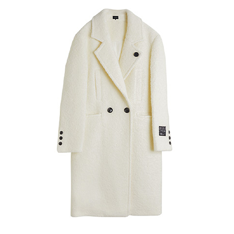 

ELLE Пальто женское Ecru с воротником-стойкой утепленное прямое