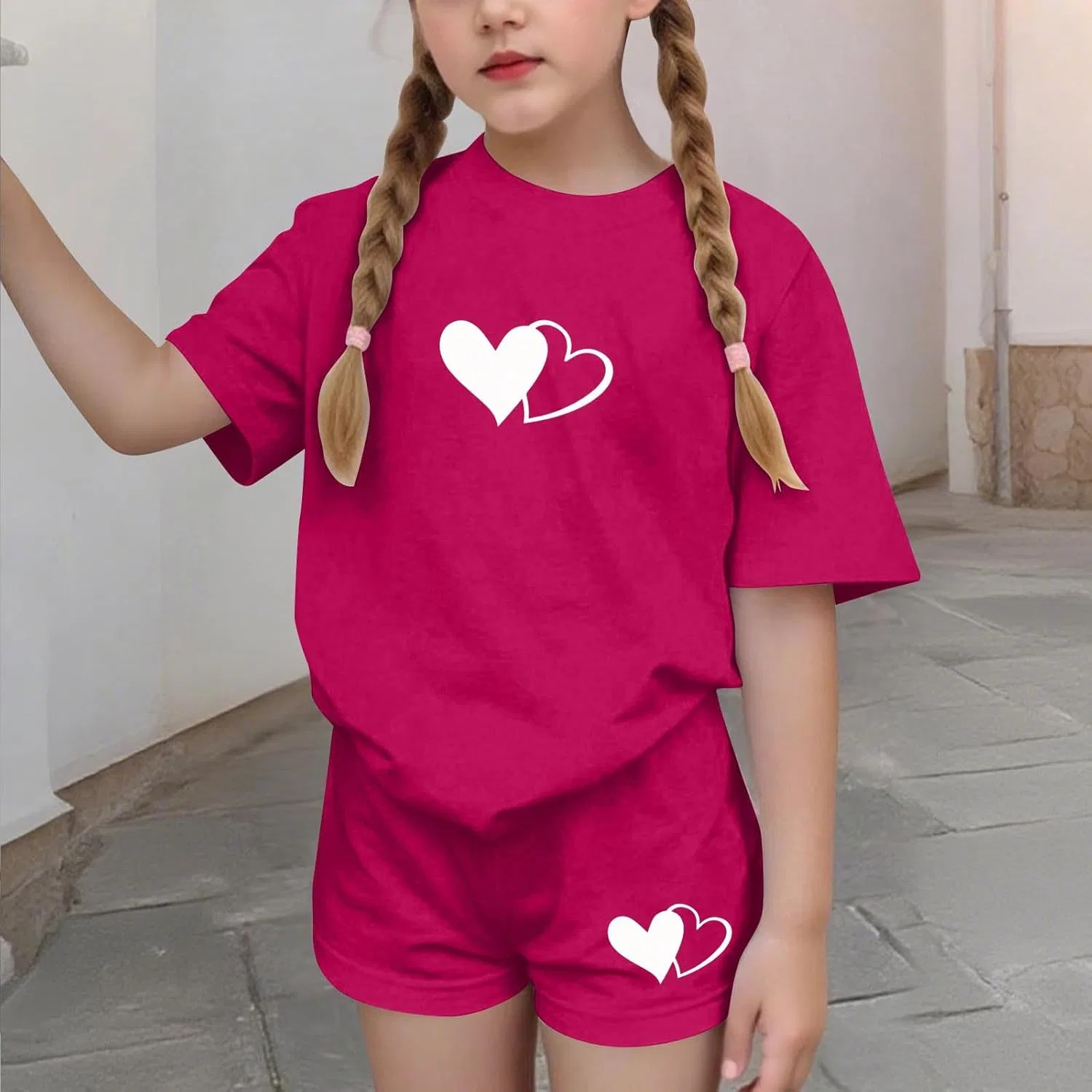 Детский спортивный костюм из топа и шорт Zzalalana, Hot Pink — фото 3