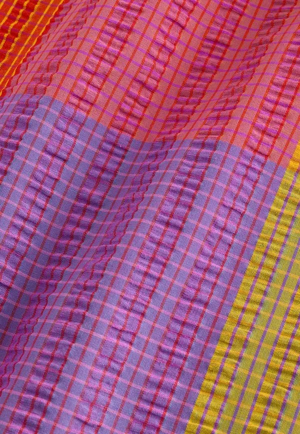 Брюки прямого кроя с широкими штанинами Next, Orange Pink Textured Check — фото 4