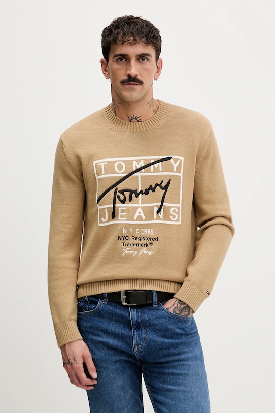 

Хлопковый свитер Tommy Jeans, бежевый