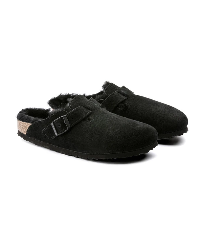 Мюли Birkenstock  Boston Shearling  Suede Leather, черный — фото 3