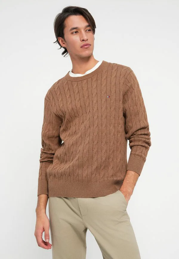Свитер с вышивкой флага и косами Tommy Hilfiger, Highland Khaki — фото 4