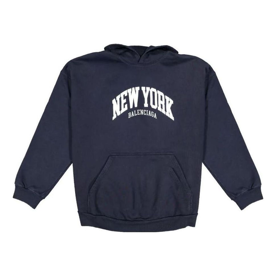 

Худи Balenciaga Cities New York Hoodie Wide Fit 'Navy White', темно-синий