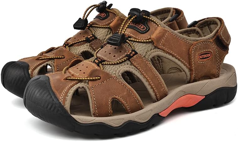 

Мужские сандалии AQIXIDX для походов и вождения, повседневная мода, спортивные пляжные туфли, с закрытым носком, легкие, дышащие водные сандалии, летняя обувь для путешествий на открытом воздухе, коричневый