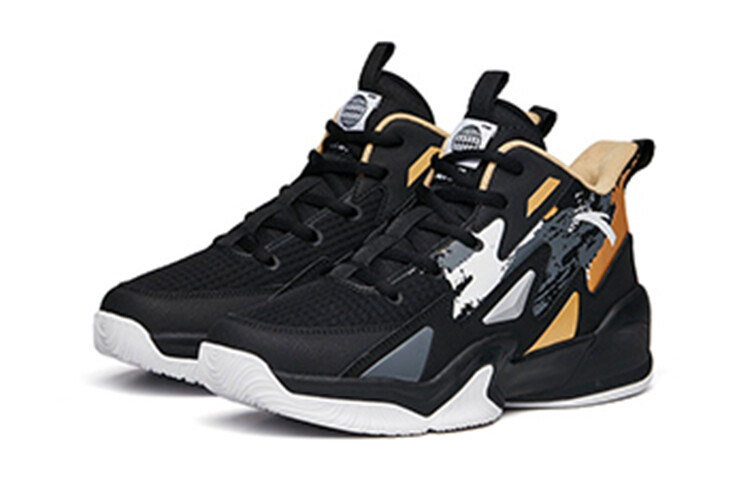 Детские баскетбольные кроссовки GS Mid-top черные/металлик золото/темно-серые Anta Kids — фото 3