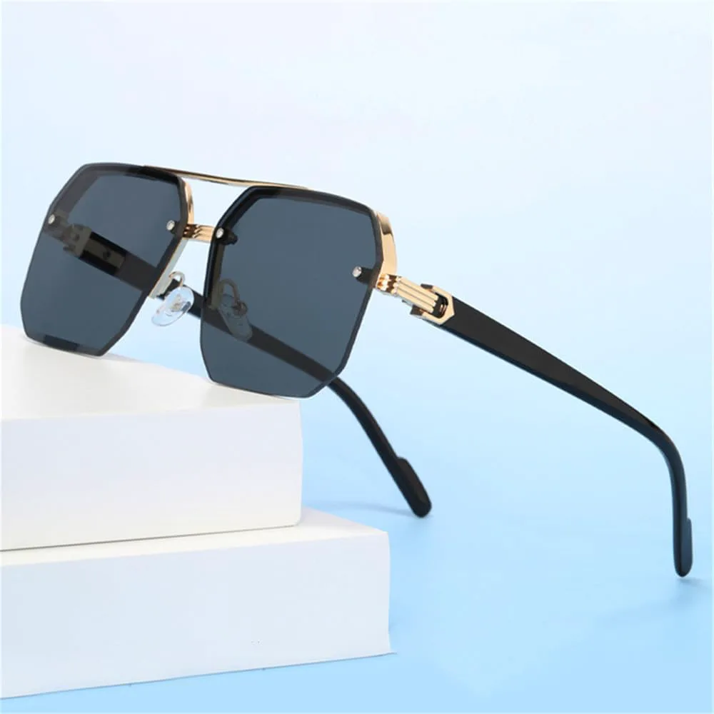 

Мужские солнцезащитные очки с двойной металлической перемычкой, градиентные линзы, защита от УФ-излучения UV400, женские солнцезащитные очки FYTUP, Brown