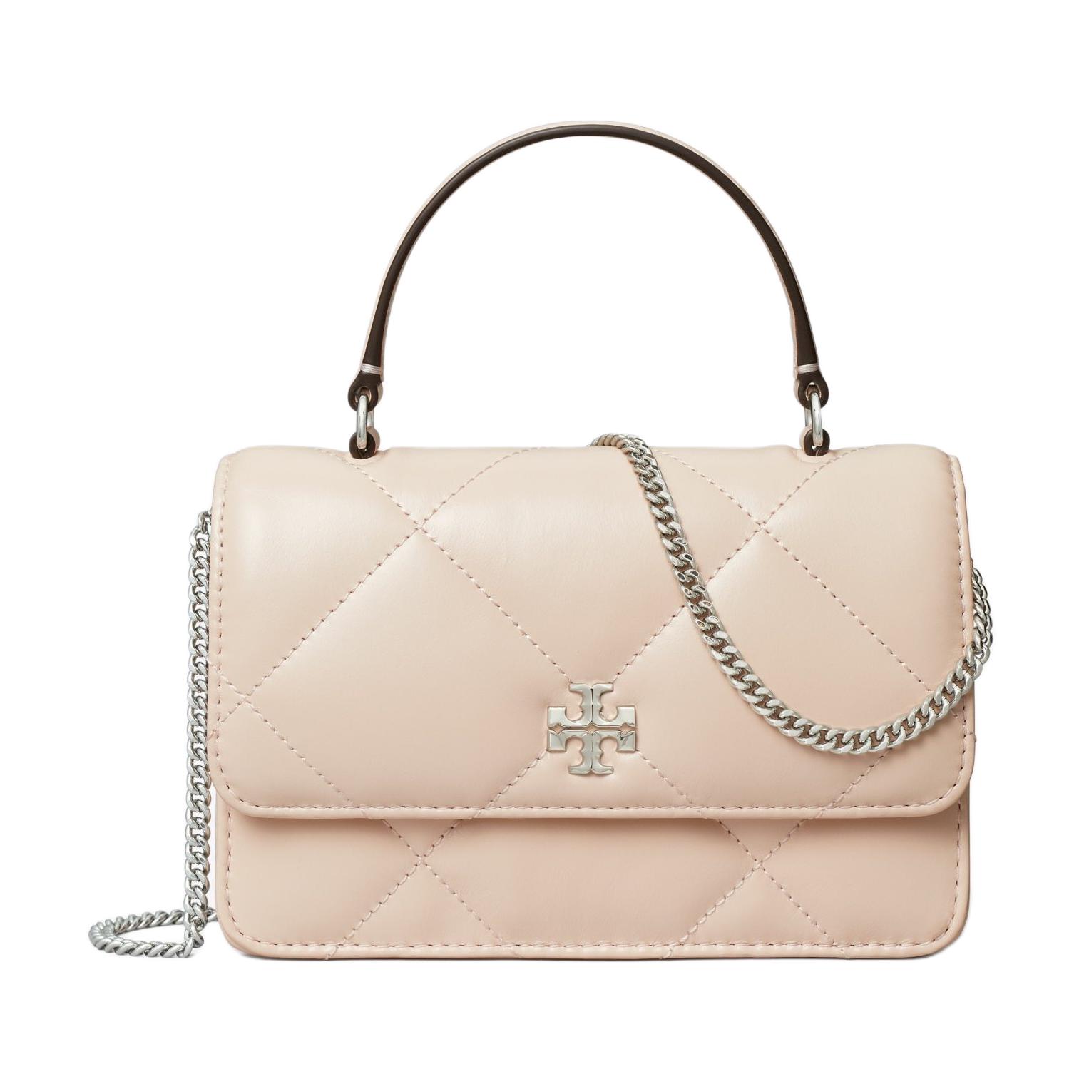 

Kira Diamond Quilt Mini Top Handle Chain Wallet Soft Pink TORY BURCH
