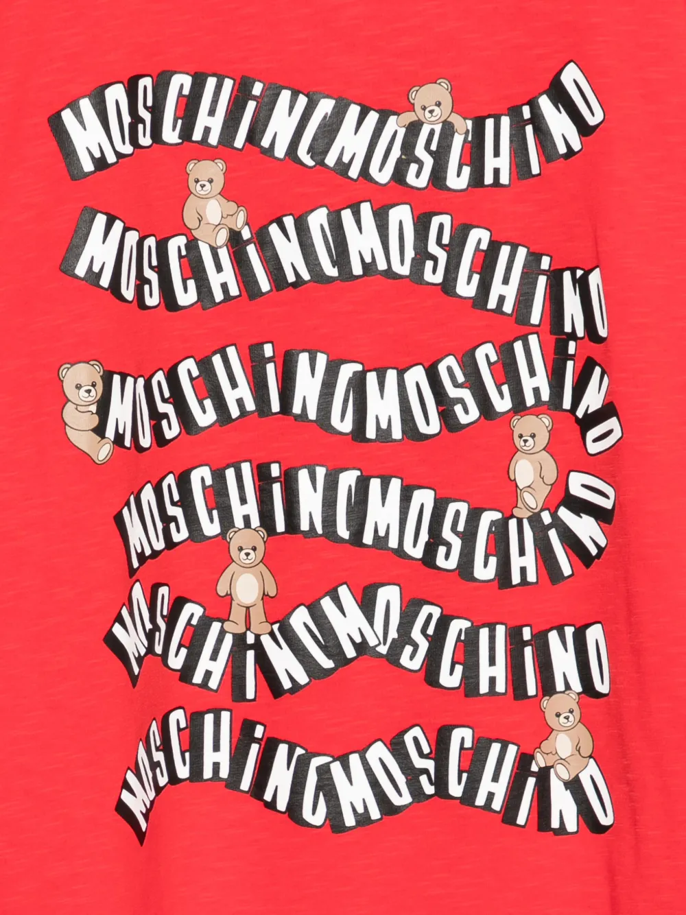 Футболка с логотипом и принтом в виде мишки Moschino Kids, красный — фото 3