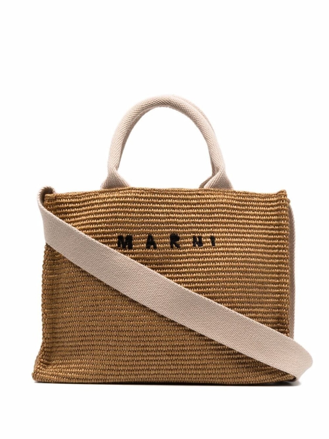 

Marni плетеная сумка-тоут с логотипом, коричневый