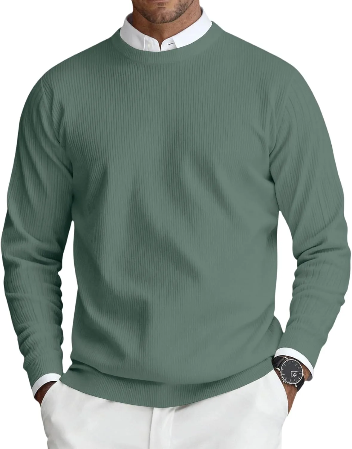 

Мужской свитер DuDubaby с круглым вырезом и длинными рукавами