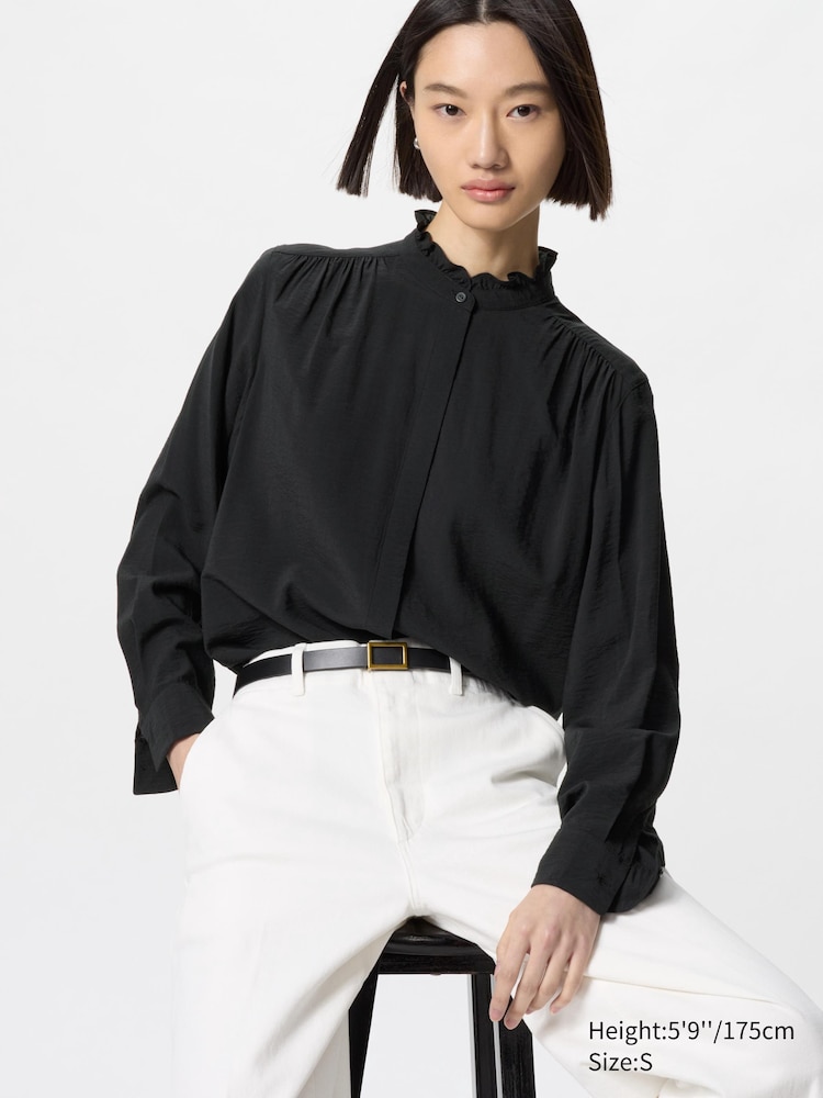 

Блуза с оборками Uniqlo, цвет 09 черный