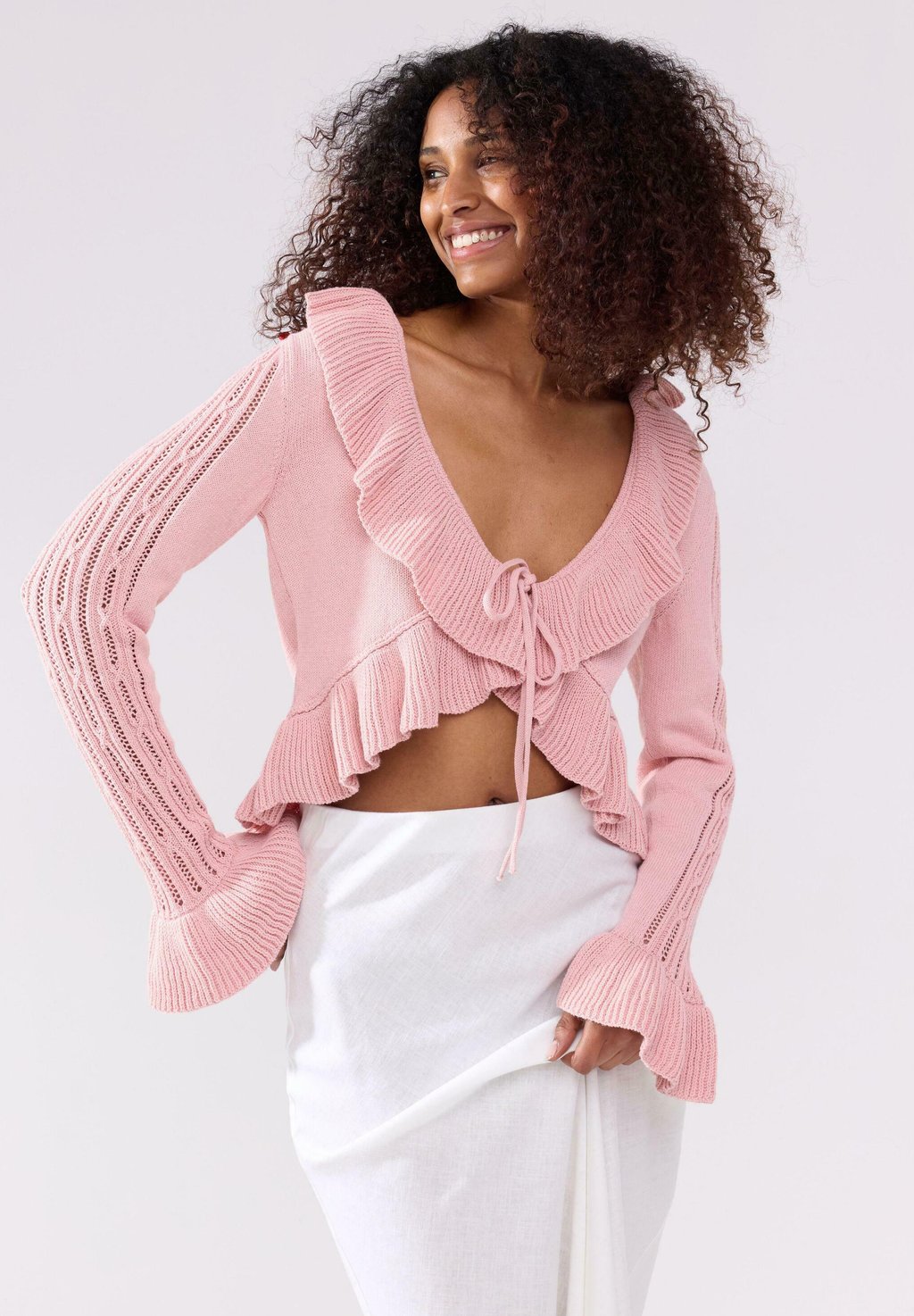 

Кардиган WITH FLOUNCE Lindex, фуксия