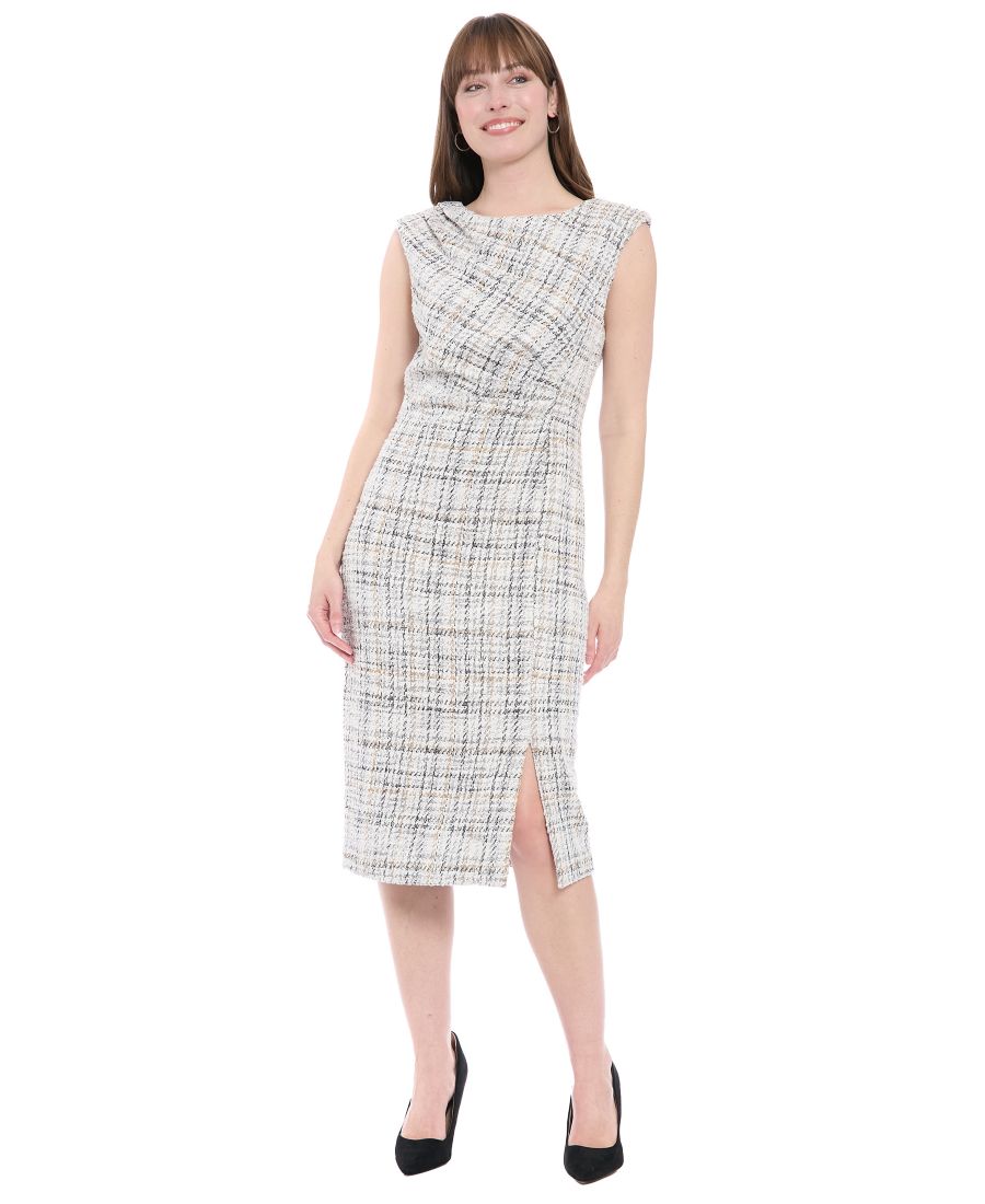 

Женское платье с плиссированными плечами London Times, BLACK/IVORY/GRAY