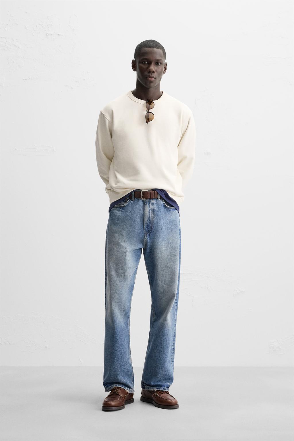 

Тяжелая толстовка с круглым вырезом ZARA, устрично-белый
