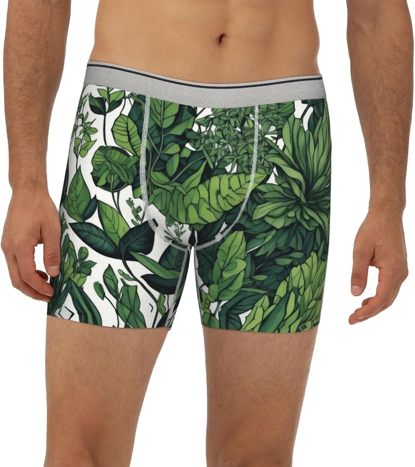 Боксеры с принтом растений, светло-серый — фото 2