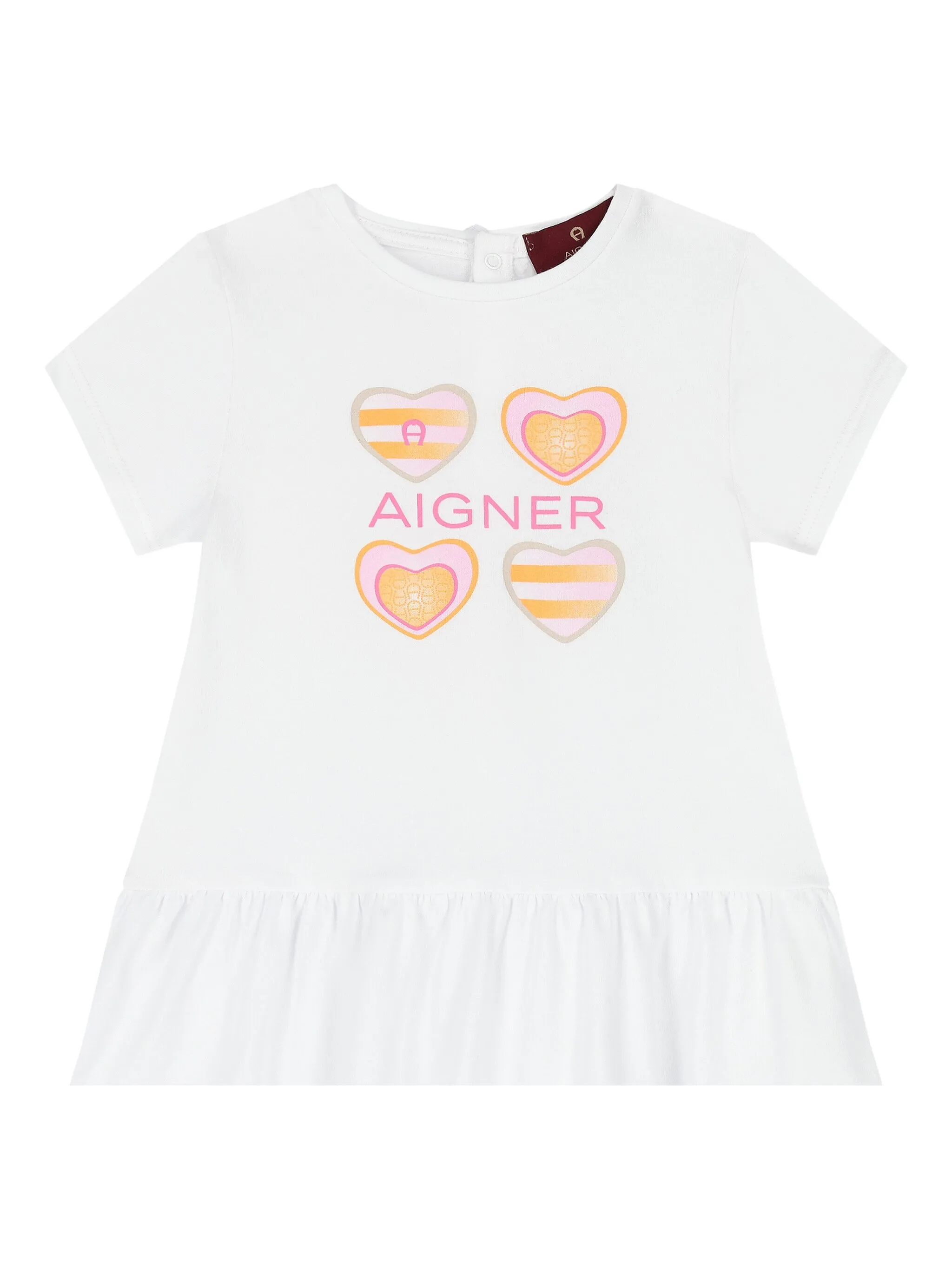 

Платье с короткими рукавами и принтом Aigner Kids, белый