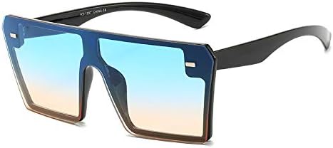 

Большие квадратные солнцезащитные очки для женщин, модные, с плоской верхней частью, красные и черные, с прозрачными линзами, цельные, для мужчин, зеркальные, UV400 MTZJH, Model Black