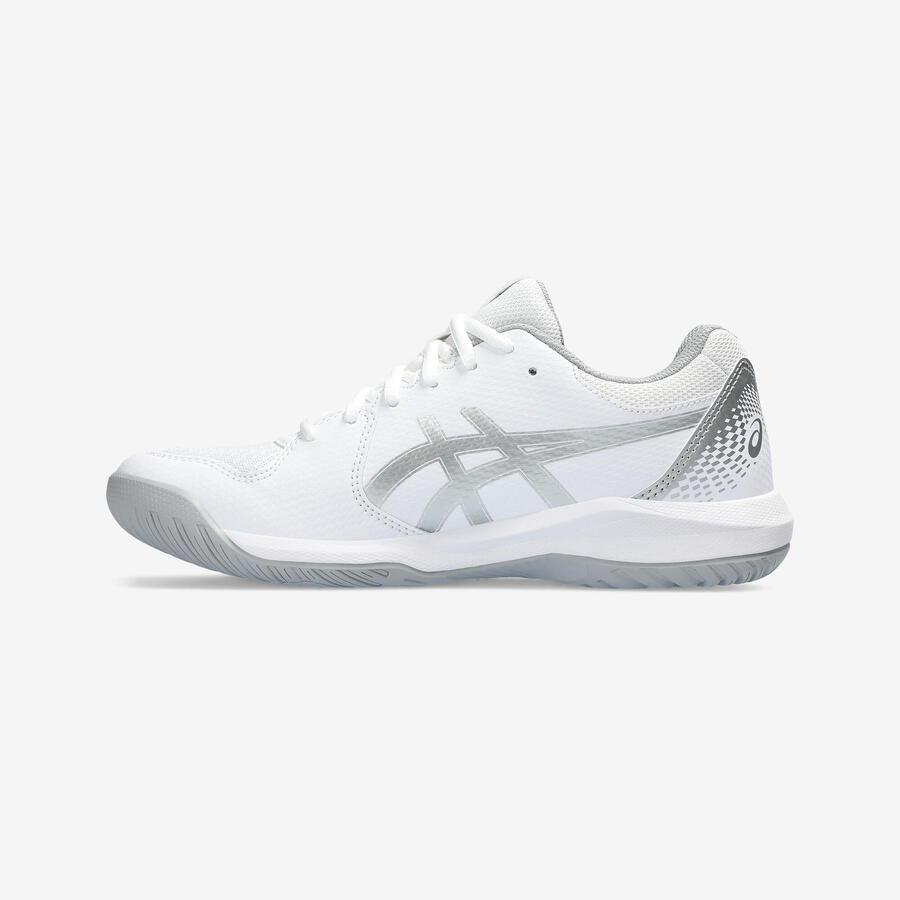 ASICS Женские теннисные кроссовки для многокортового тенниса Gel Dedicate 8, белые/серебристые — фото 2
