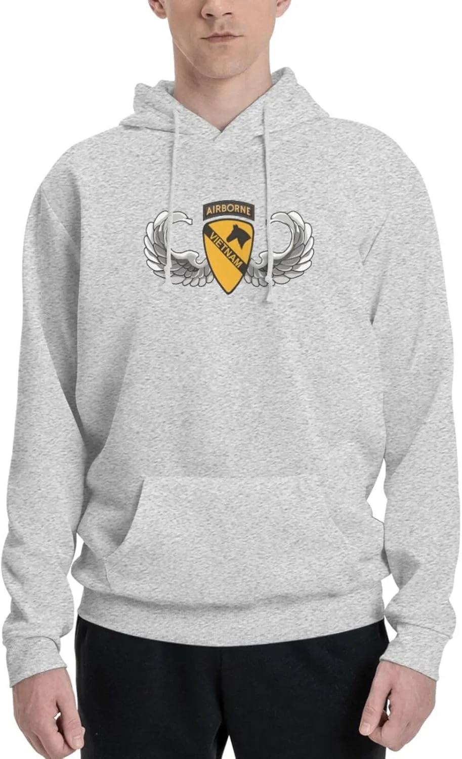 Свитшот мужской 1st Cavalry Airborne Wings Vietnam Veteran с капюшоном и карманом Generic, серый