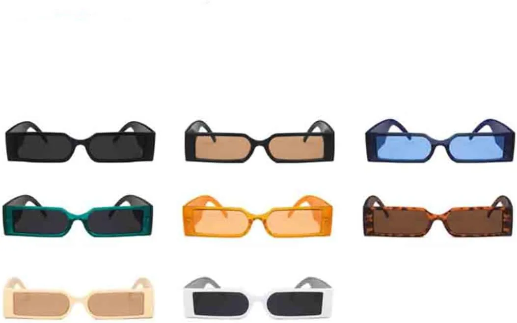 

Прямоугольные модные солнцезащитные очки для мужчин в стиле хип-хоп, винтажные, черные, в маленькой оправе, с защитой от УФ-излучения UV400 VVTWSSW, Yellow Yellow