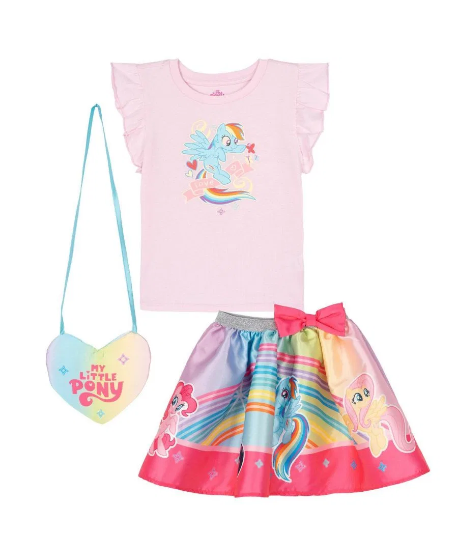 Комплект из топа с рукавом-фонариком, юбки и сумочки My Little Pony, Pink Light Blue