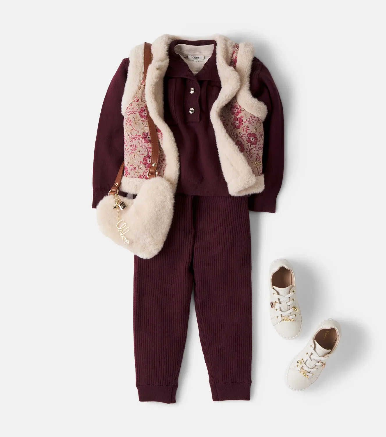 Свитер хлопковый Chloé Kids, бордовый — фото 2