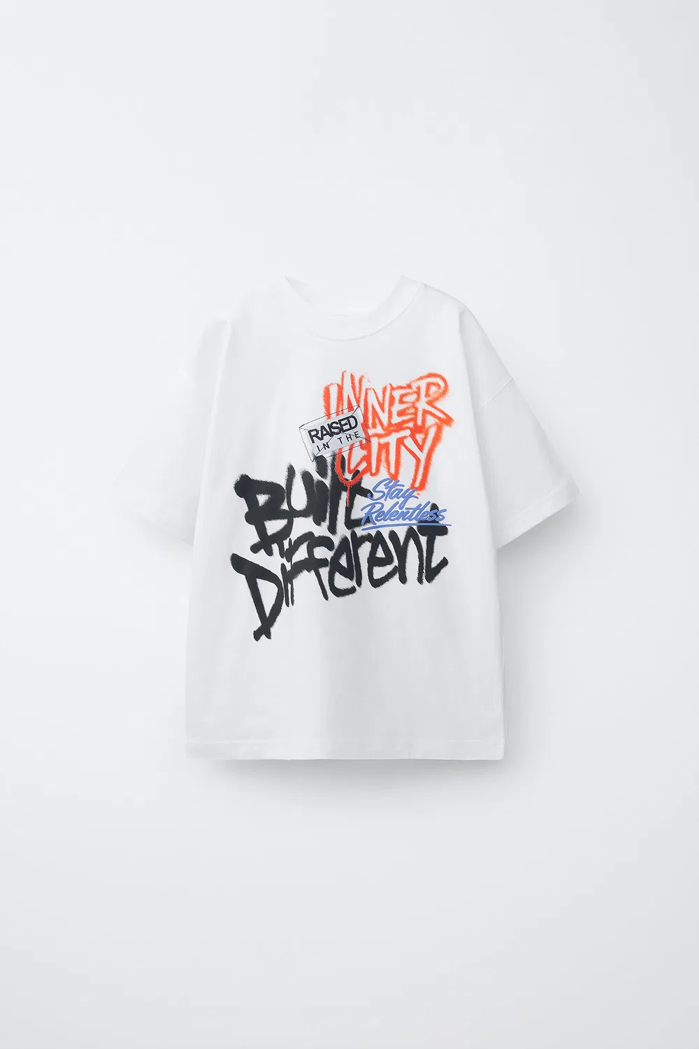 Футболка с принтом граффити ZARA, White