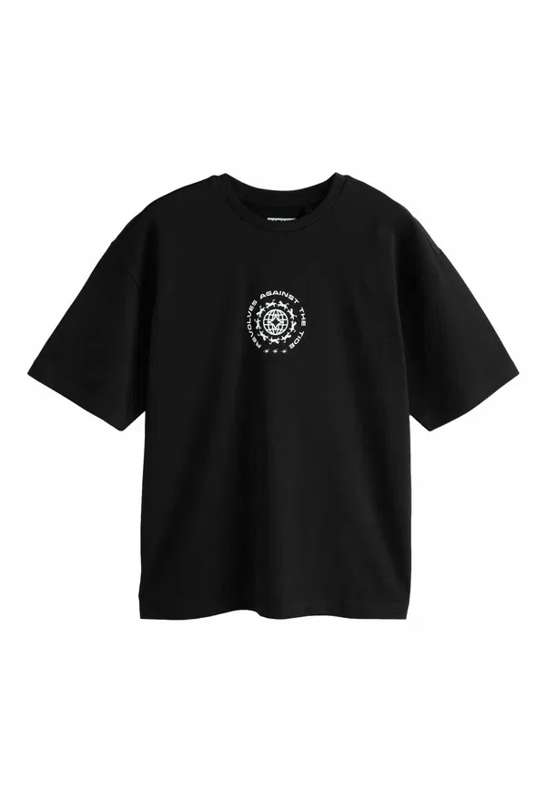 Футболка с принтом Tall Fit Graphic Print Heavyweight T-shirt Relaxed Fit Next, New Black Records, черный