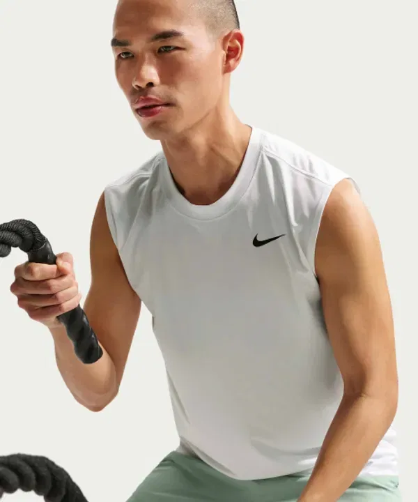 Майка тренировочная Dry Fit, Nike, белый-черный — фото 3