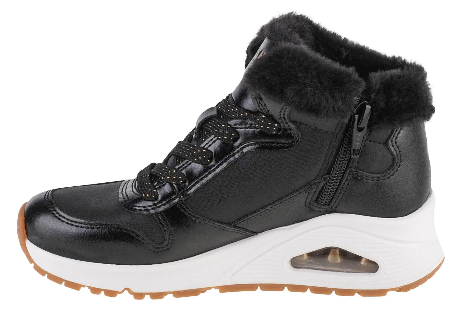 Детские зимние ботинки-сникеры с принтом UNO Cozy On Air Skechers, Schwarz — фото 2