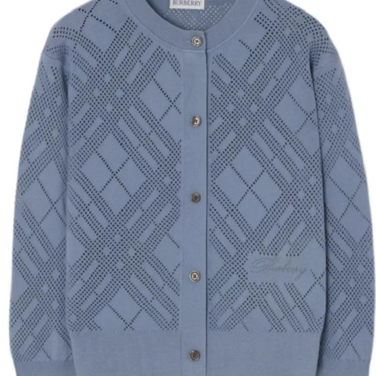 Детский свитер с круглым вырезом и длинным рукавом Burberry, Steel Blue — фото 4