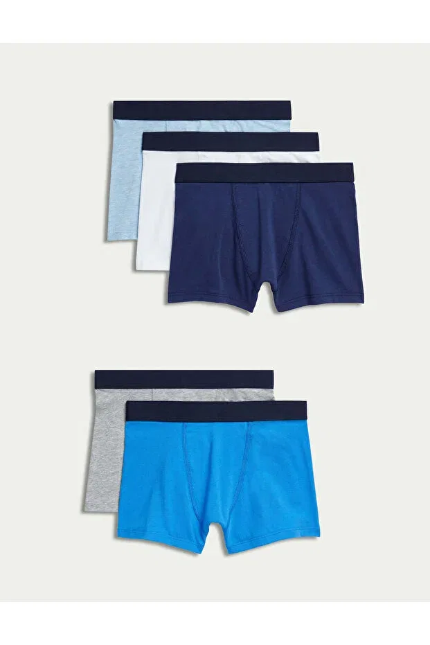 Детские боксеры для мальчиков хлопковые 5 шт Marks & Spencer, Blue Mix