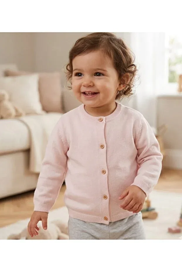 Детский кардиган для девочек хлопковый Luna tri̇ko baby cardigan Ida Triko, Powder Pink