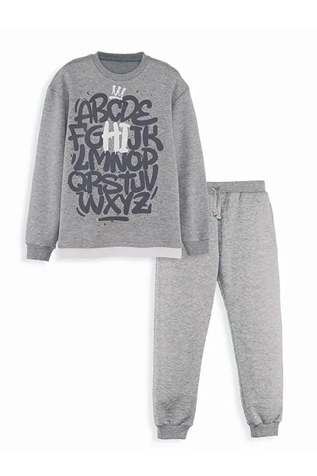 Детский спортивный комплект для мальчиков с принтом Letters boy Denokids, Gray — фото 4