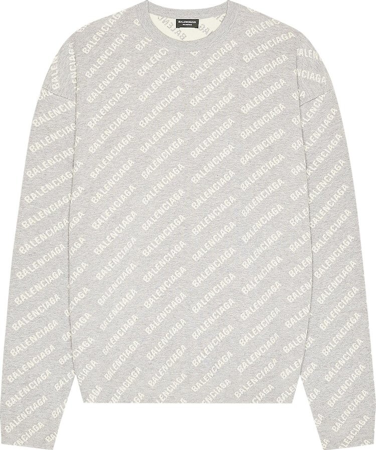 

Толстовка Balenciaga All Over Crewneck 'Grey/White', серый